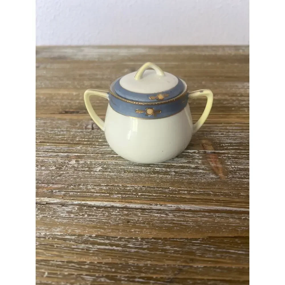 Vintage Nippon Sugar Bowl‎ Cottagecore Grandma Flowers White made in Japan